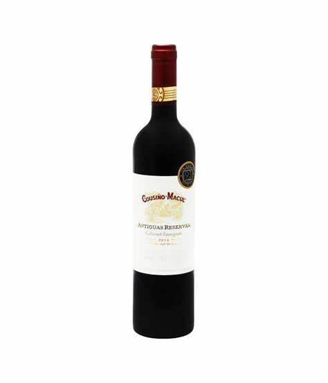 Vino Tinto Cousiño Macul reserva cabernet sauvignon de 750 ml.