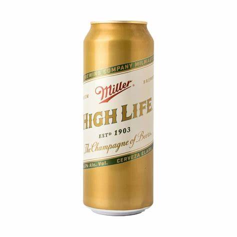 Cerveza Miller High Life Lata de 296 ml.