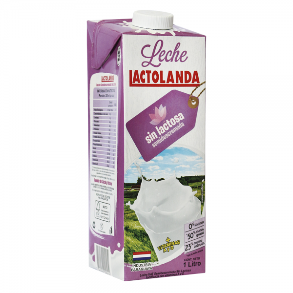 LECHE SEMIDESCREMADA SIN LACTOSA LACTOLANDA 1 LT