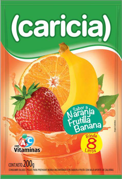 Refresco Caricia Naranja/Frutilla/Banana de 100 gr.